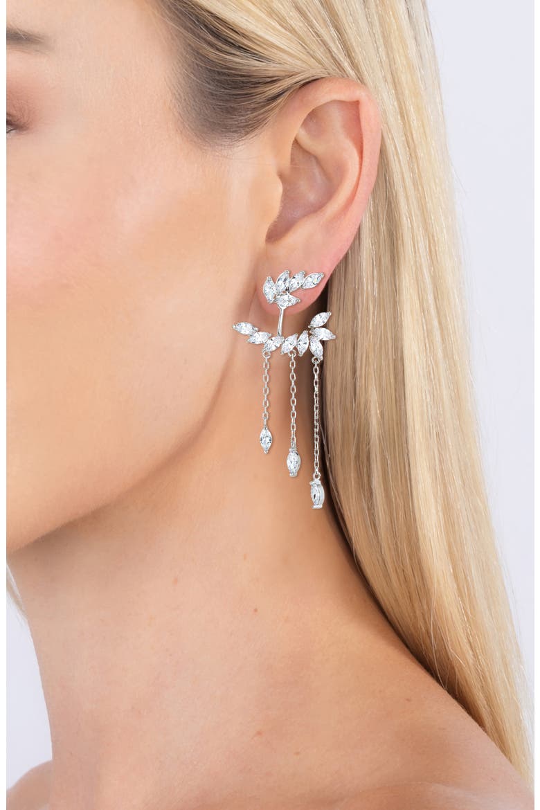 Roxy Crystal Drop Earrings, Alternate, color, SILVER