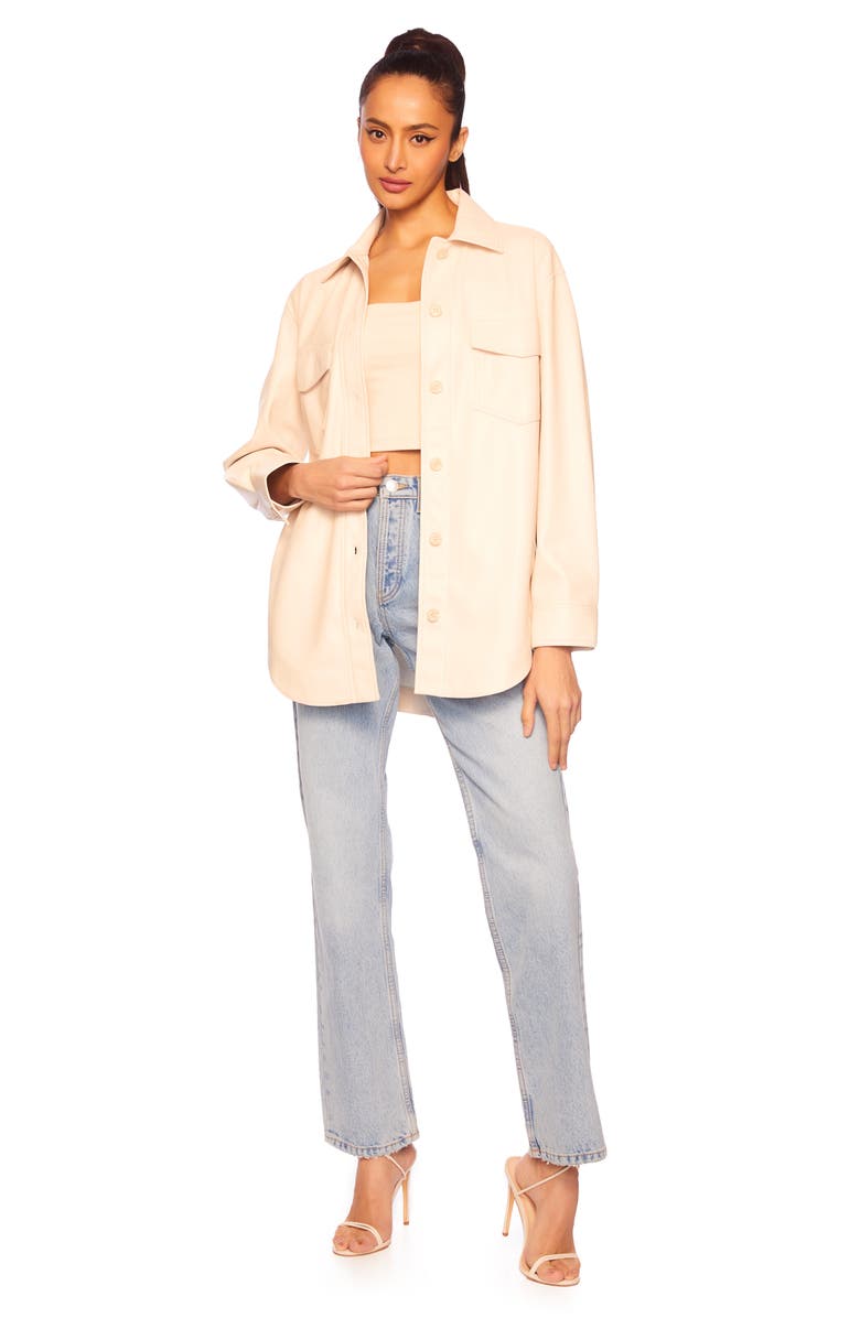 Susana Monaco Faux Leather Shacket, Alternate, color, Blanched Almond