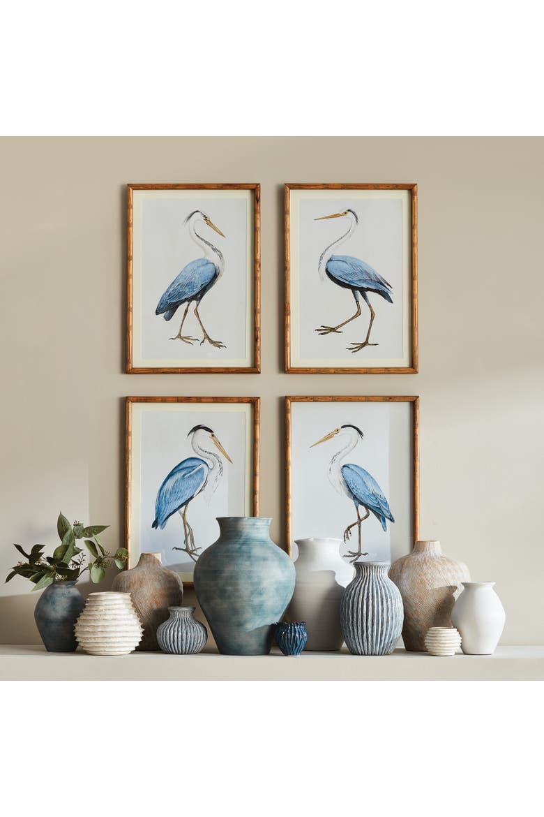 Elegant Blue Heron Framed Wall Art Set of 4, Alternate, color, Blue