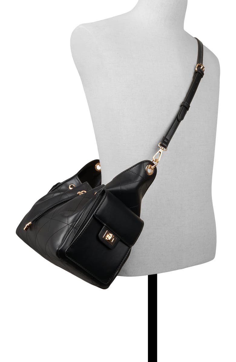 ALDO Stilaax Faux Leather Shoulder Bag, Alternate, color, Black