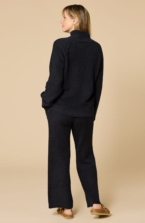 Softies Solid Marshmallow Rib Mock Neck With Long Pant In Black