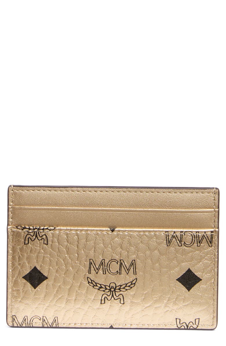 MCM Aren Visetos Coated Canvas Card Case, Main, color, 