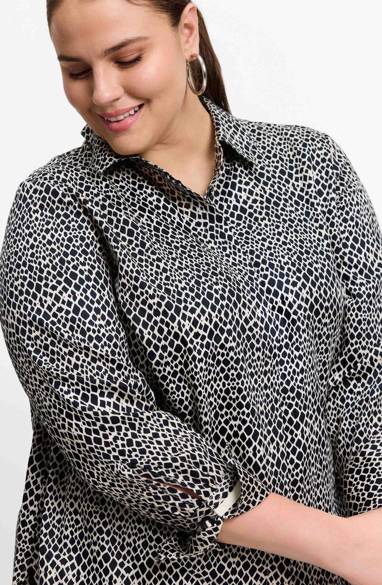 Foxcroft Iris Abstract Print Cotton Sateen Button-Up Shirt, Alternate, color, 