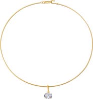 BY ADINA EDEN Colored CZ Oval Charm Solid Thin Wire Choker Necklace