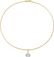 BY ADINA EDEN Colored CZ Oval Charm Solid Thin Wire Choker Necklace