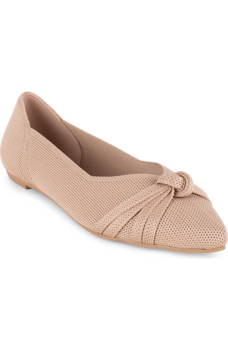 Tahari Catalina Pointed Toe Knit Flat, Main, color, Natural