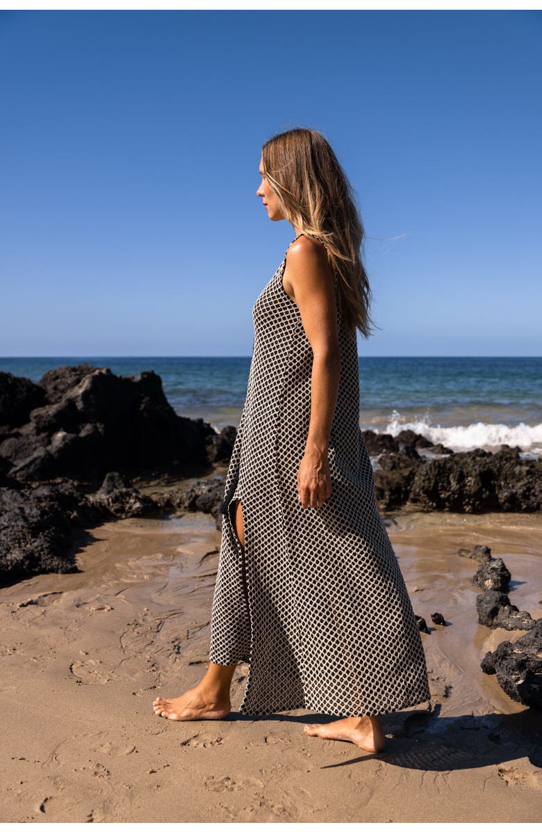 SITANO Sorrento Crochet Cover-up, Alternate, color, Black/Cream