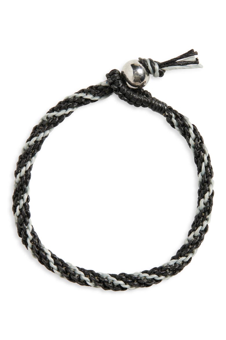 Men's Hand-Knotted Stripe Macramé Bracelet, Main, color, BLACK COMBO