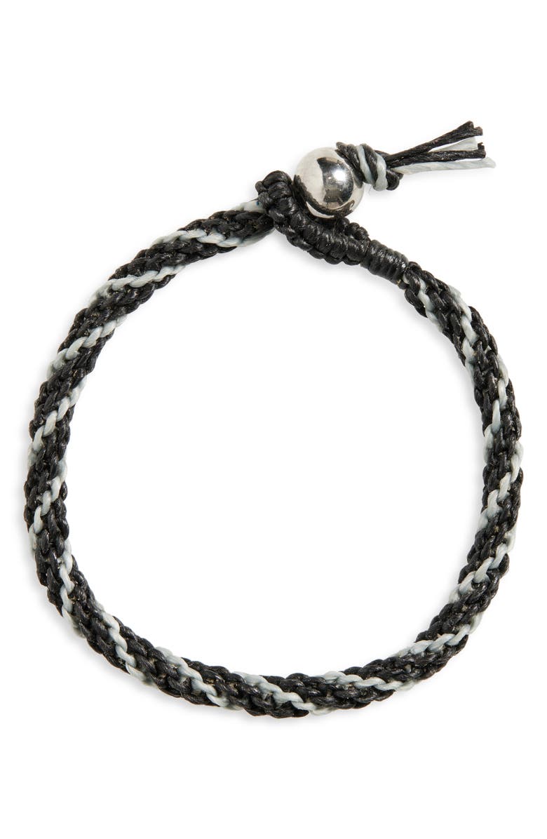 Caputo & Co. Men's Hand-Knotted Stripe Macramé Bracelet, Main, color, Black Combo