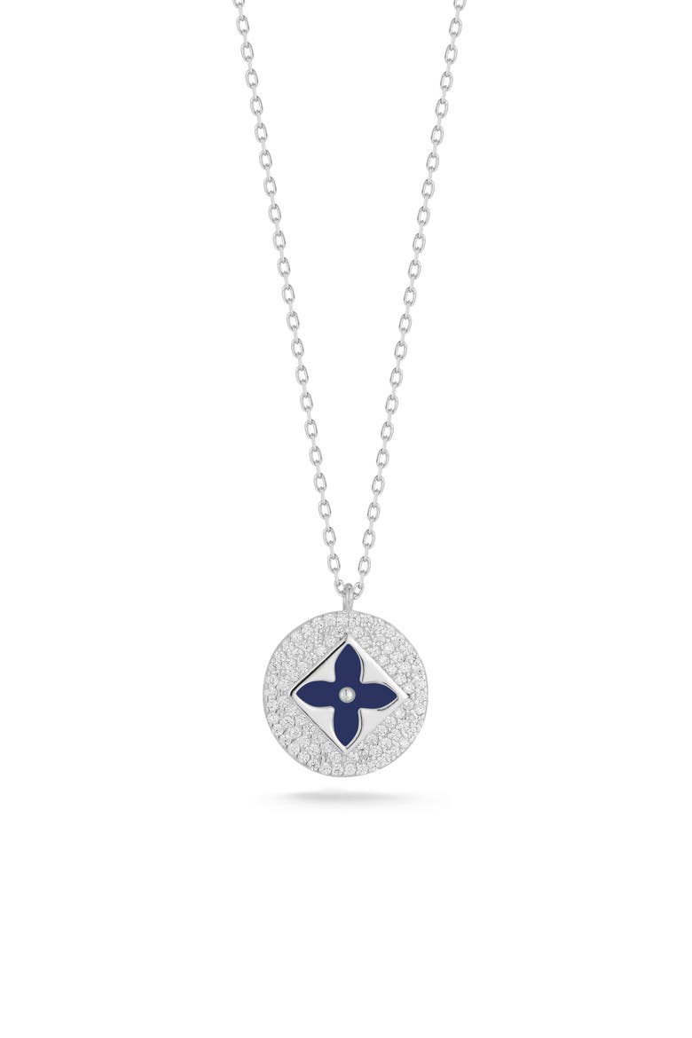 Pavé Cubic Zirconia Round Pendant Necklace, Main, color, SILVER