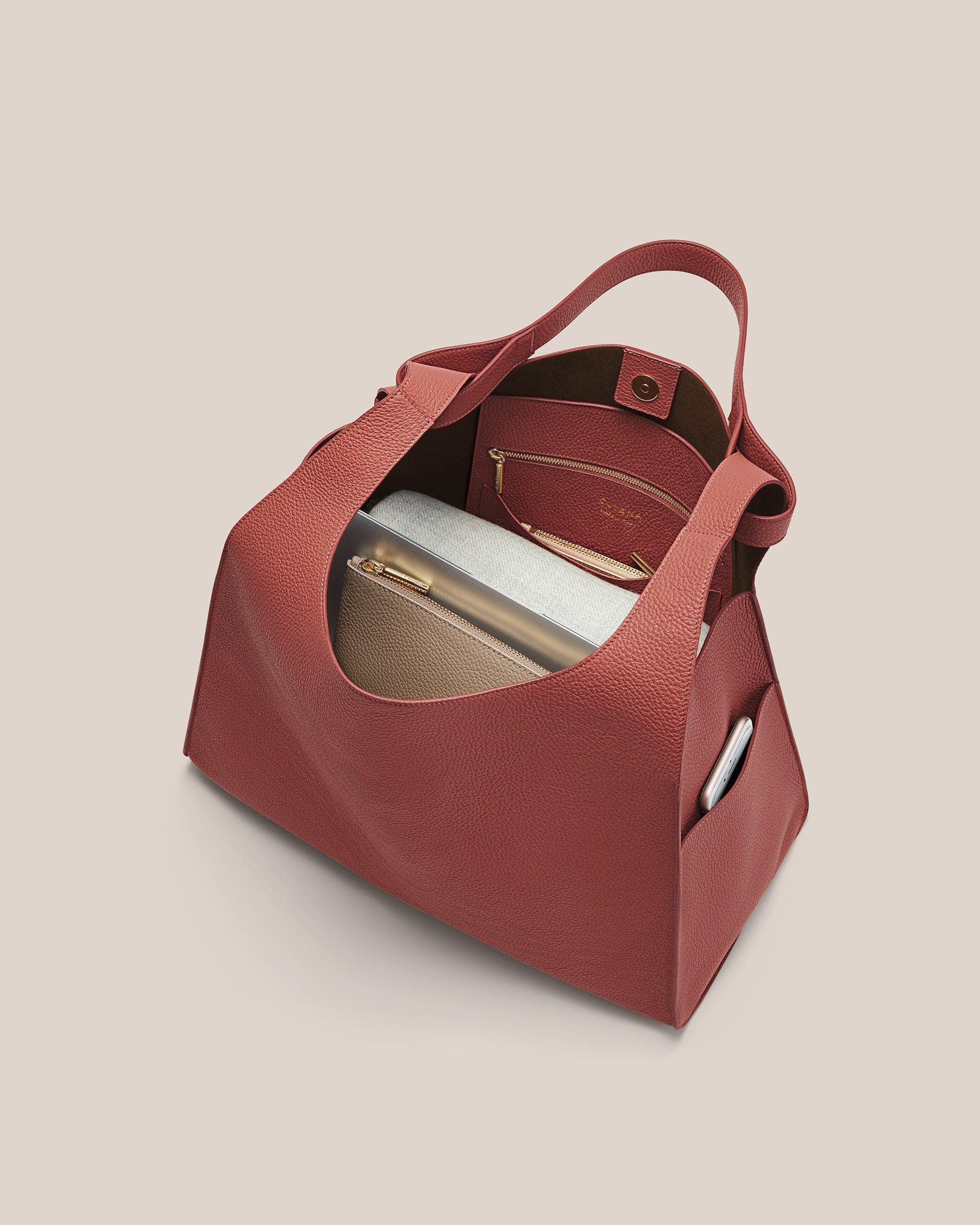 Oversized Double Loop Bag, Alternate, color, Dark Terracotta