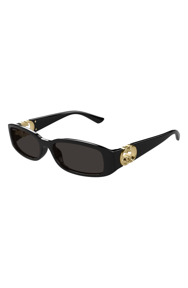 Gucci 54mm Rectangular Sunglasses, Alternate, color, Black