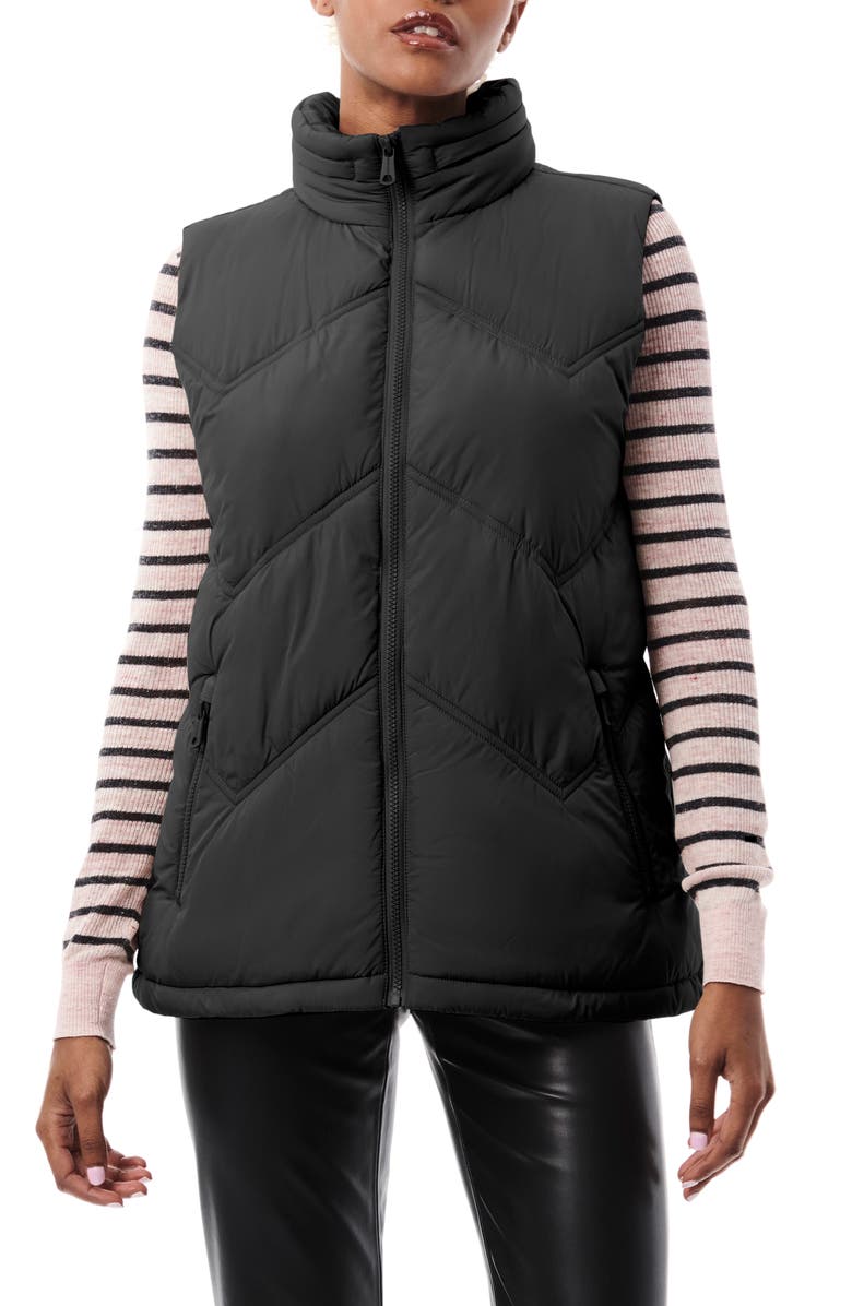 Bernardo Chevron Quilted Puffer Vest, Main, color, 