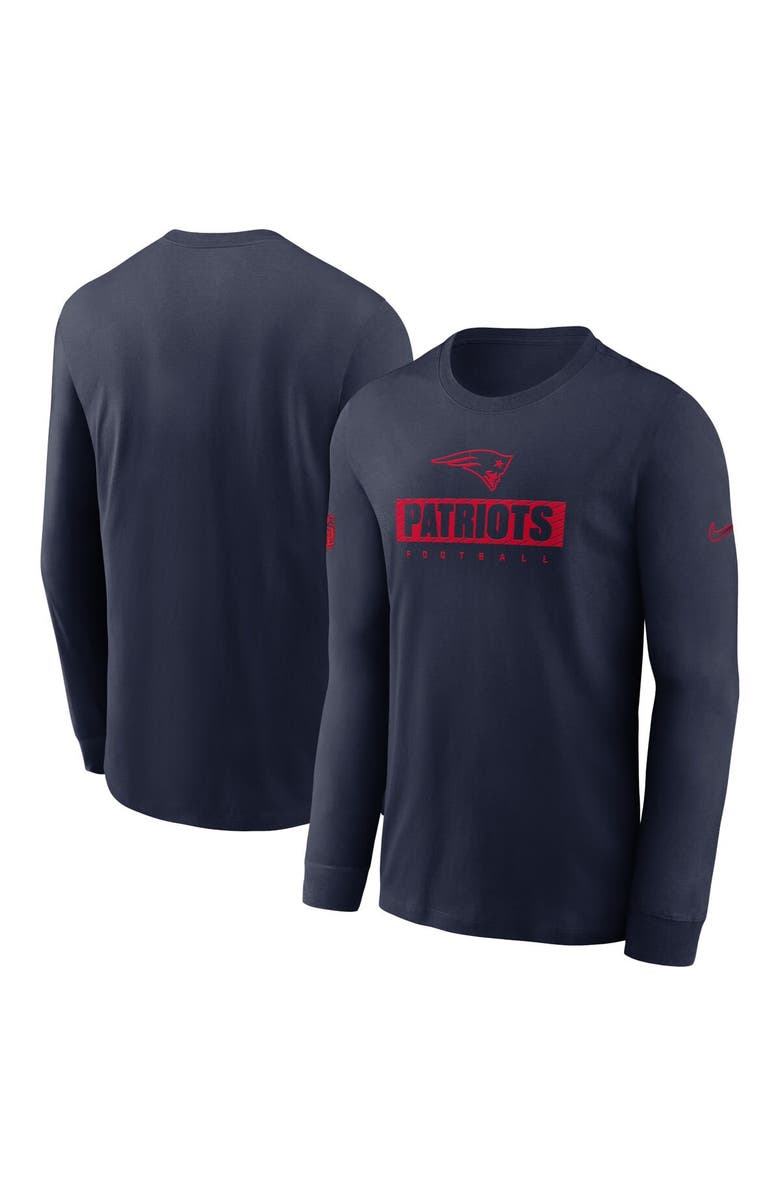 Nike Men's Nike Navy New England Patriots Sideline Performance Long Sleeve T-Shirt, Alternate, color, Navy