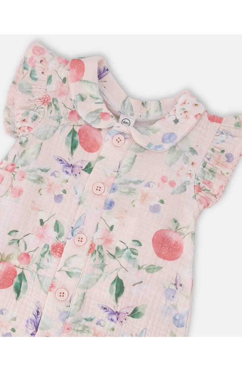 Deux par Deux Cotton Muslin Printed Berries Romper, Alternate, color, Pink Printed Berries