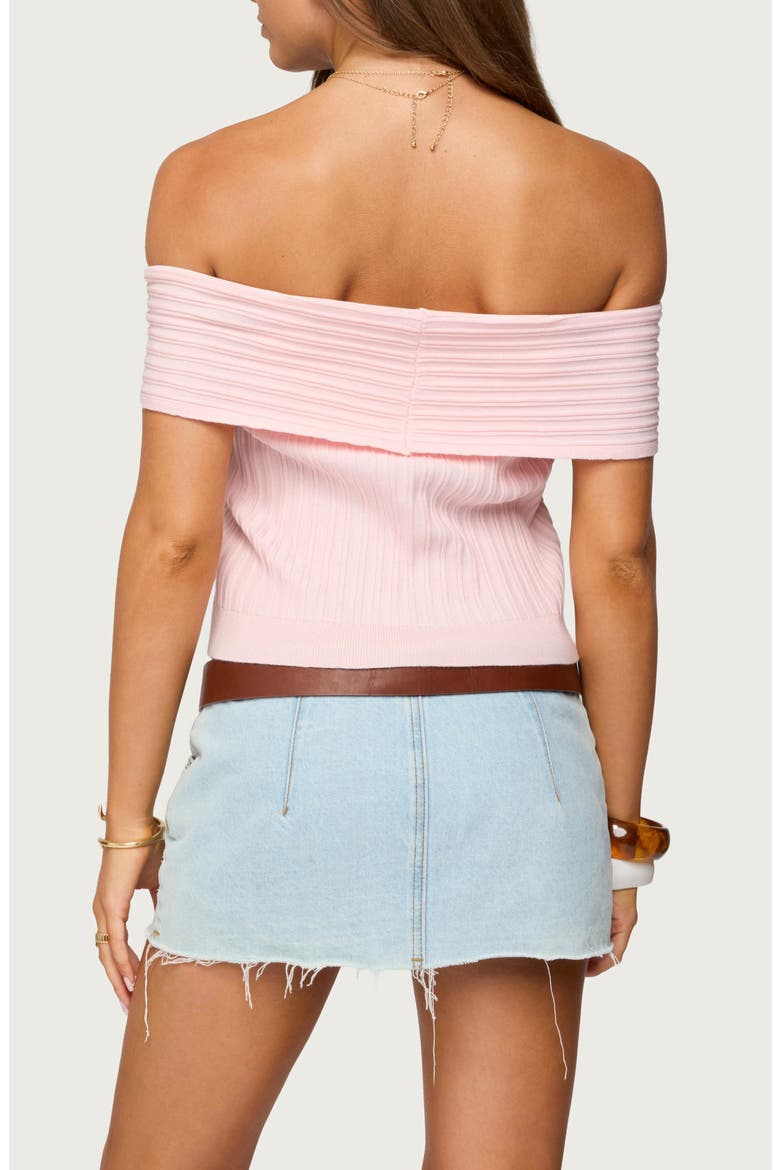 Blythe Foldover Off the Shoulder Rib Top, Alternate, color, LIGHT-PINK