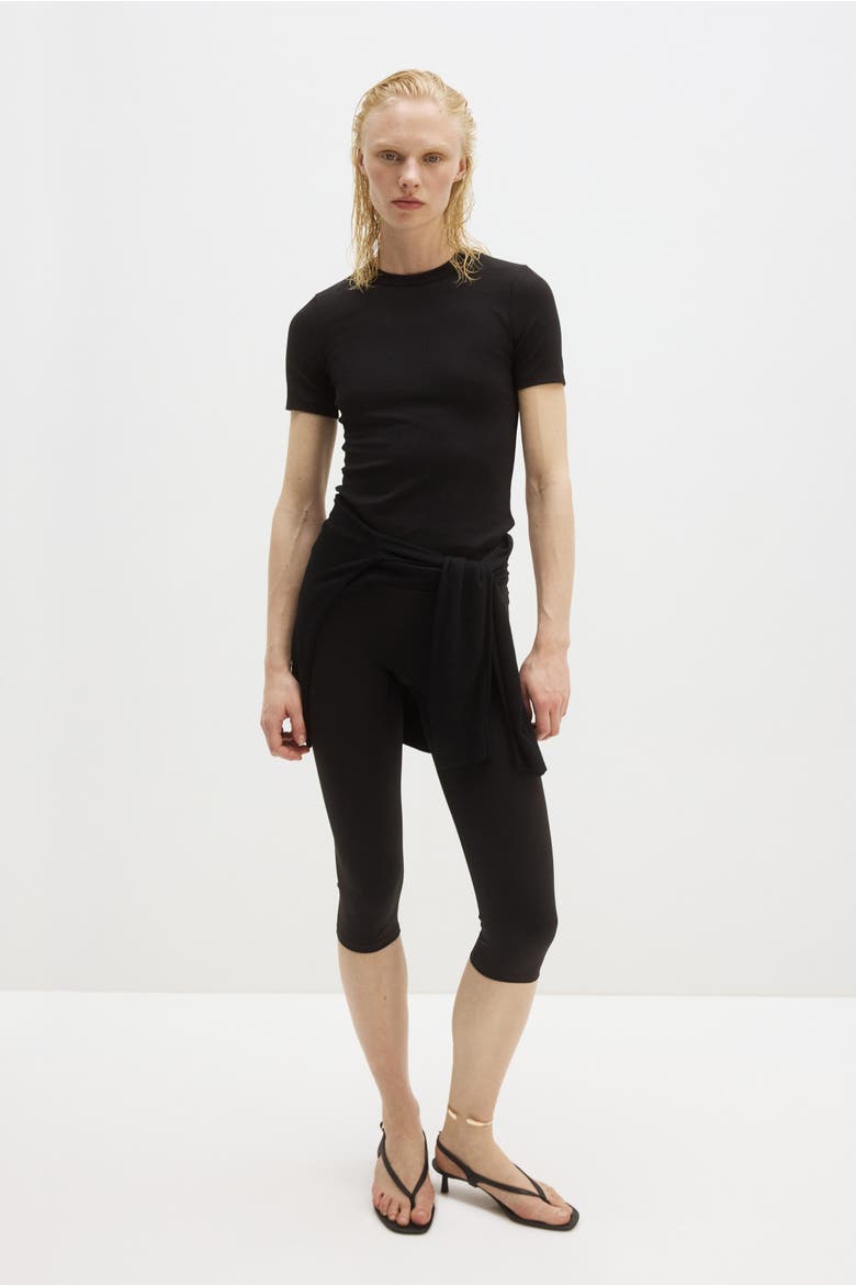 Cooling Slim Fit Ribbed T-shirt, Main, color, Black