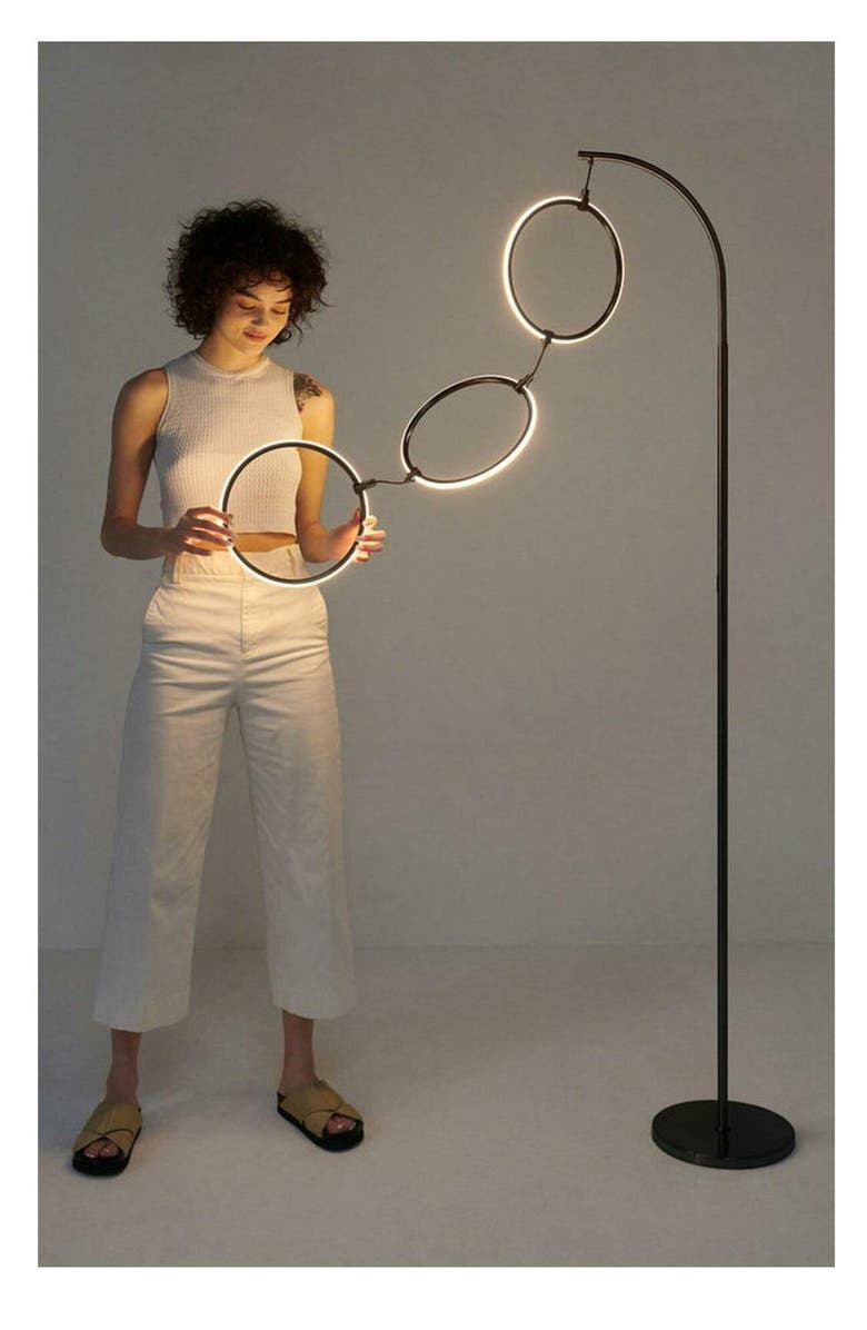 Brightech Nova 74" Novelty Halo Integrated LED Floor Lamp with 3-Way Dimming, Alternate, color, Black