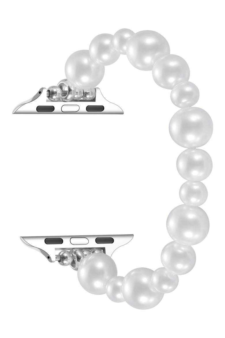 Maeve 38mm Imitation Pearl Apple Watch® Bracelet Watchband, 42mm, Alternate, color, WHITE