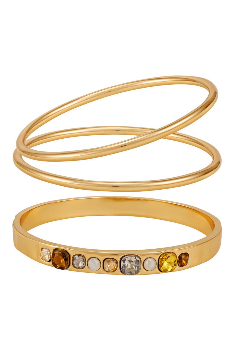 Set of 3 Bangle Bracelets, Main, color, GOLD TONE