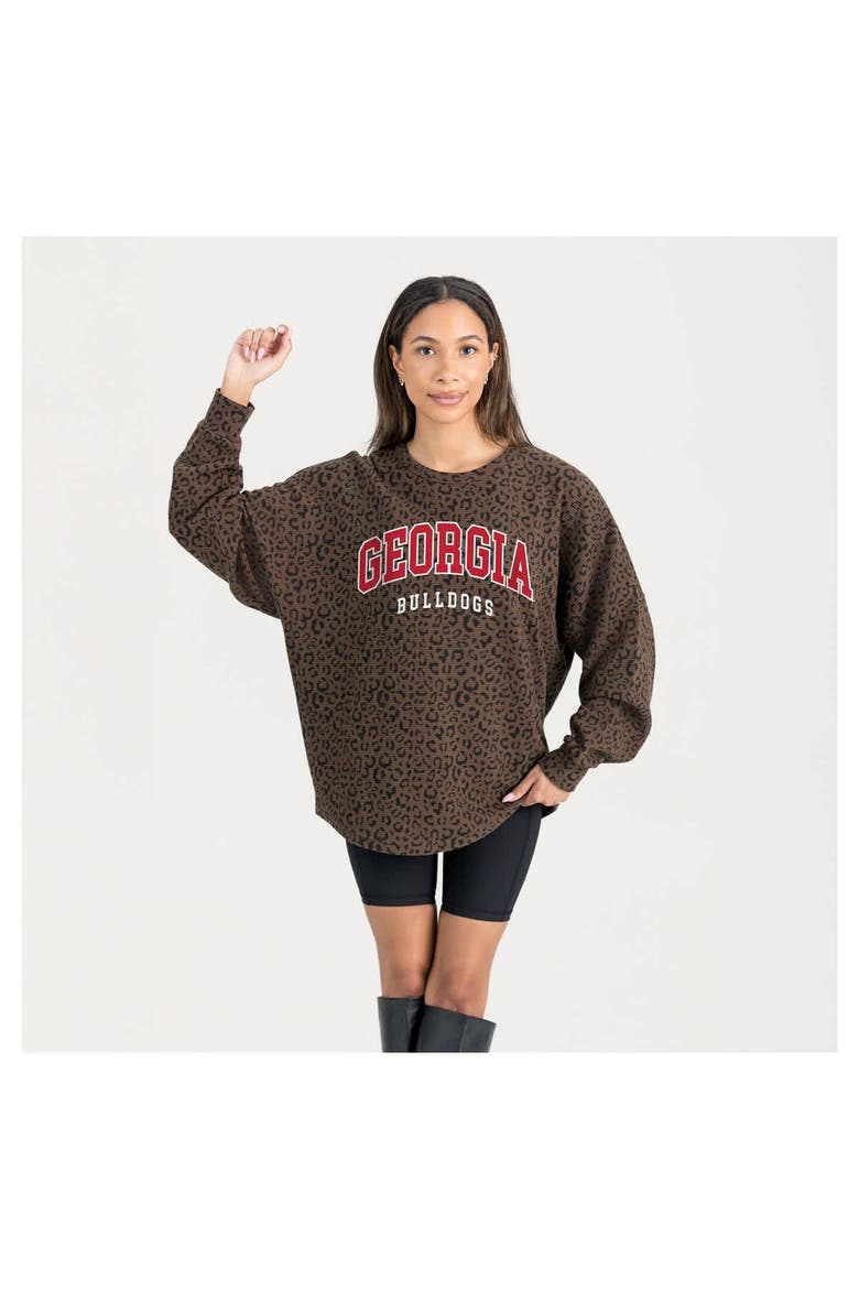 Women's Gameday Couture Brown Georgia Bulldogs Leopard Oversized Sweatshirt, Main, color, Brown