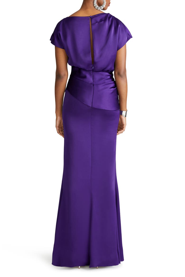 Lissandra Satin Pencil Gown, Alternate, color, PURPLE NIGHT