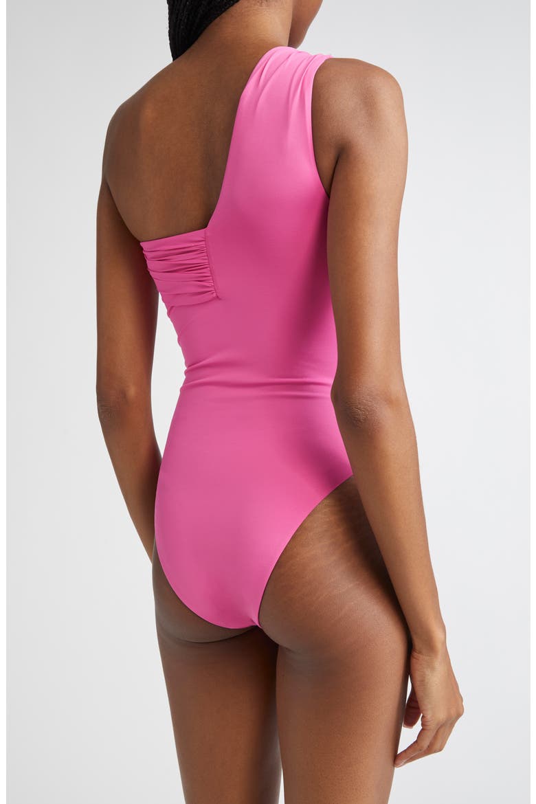Safety Pin Gathered One-Piece Swimsuit, Alternate, color, DRAGON FRUIT