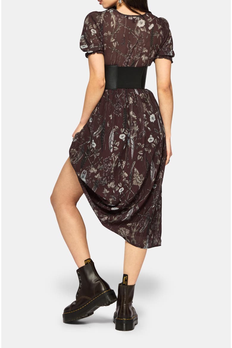 Dusha Garden Print Chiffon Midi Dress, Alternate, color, Red