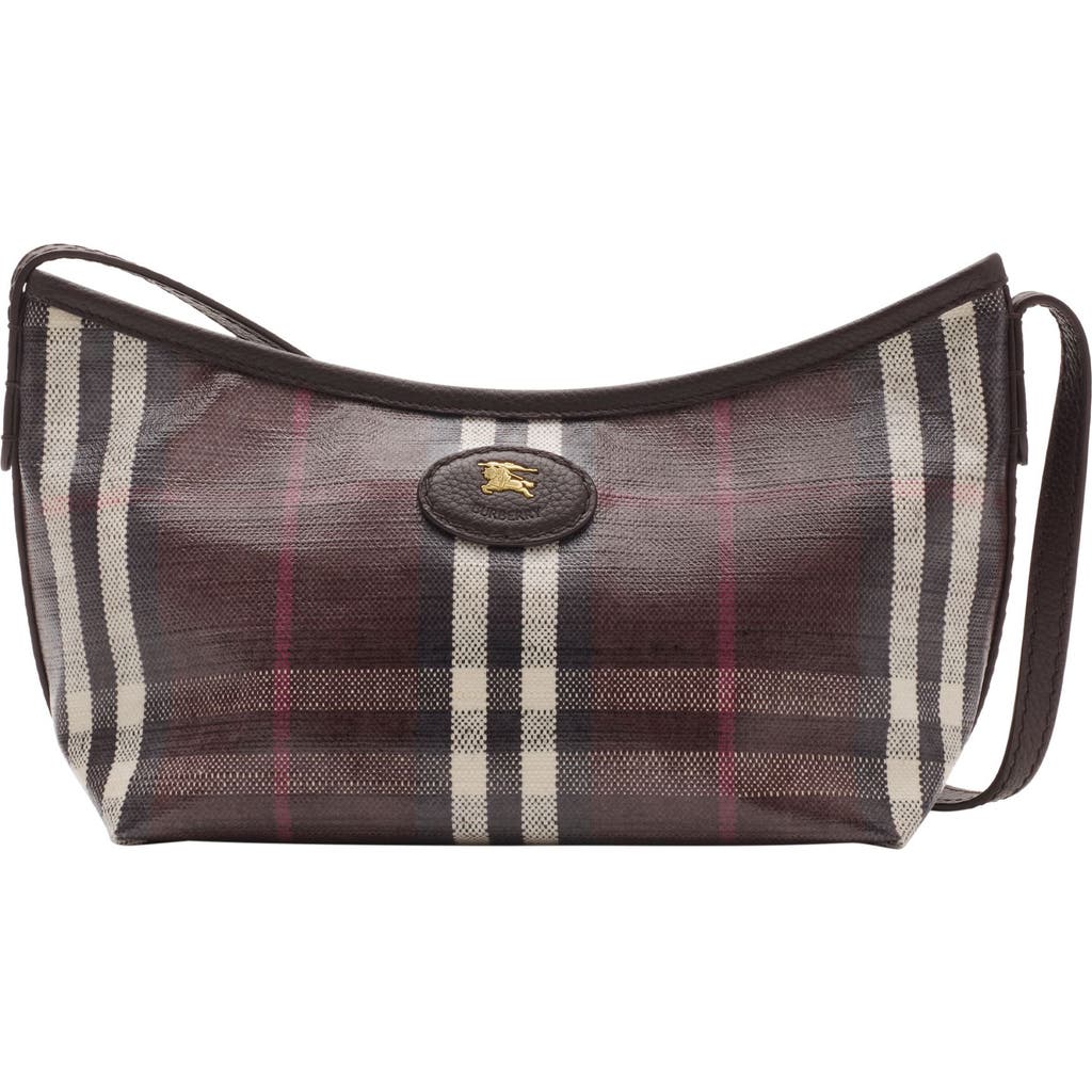 Burberry Highlands Check Coated Canvas Baguette Bag In Brown