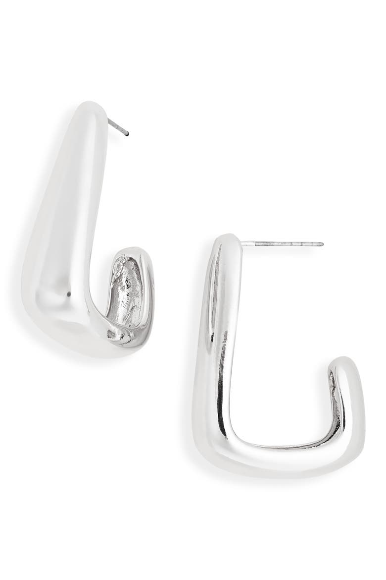 Angular Hoop Earrings, Main, color, SILVER