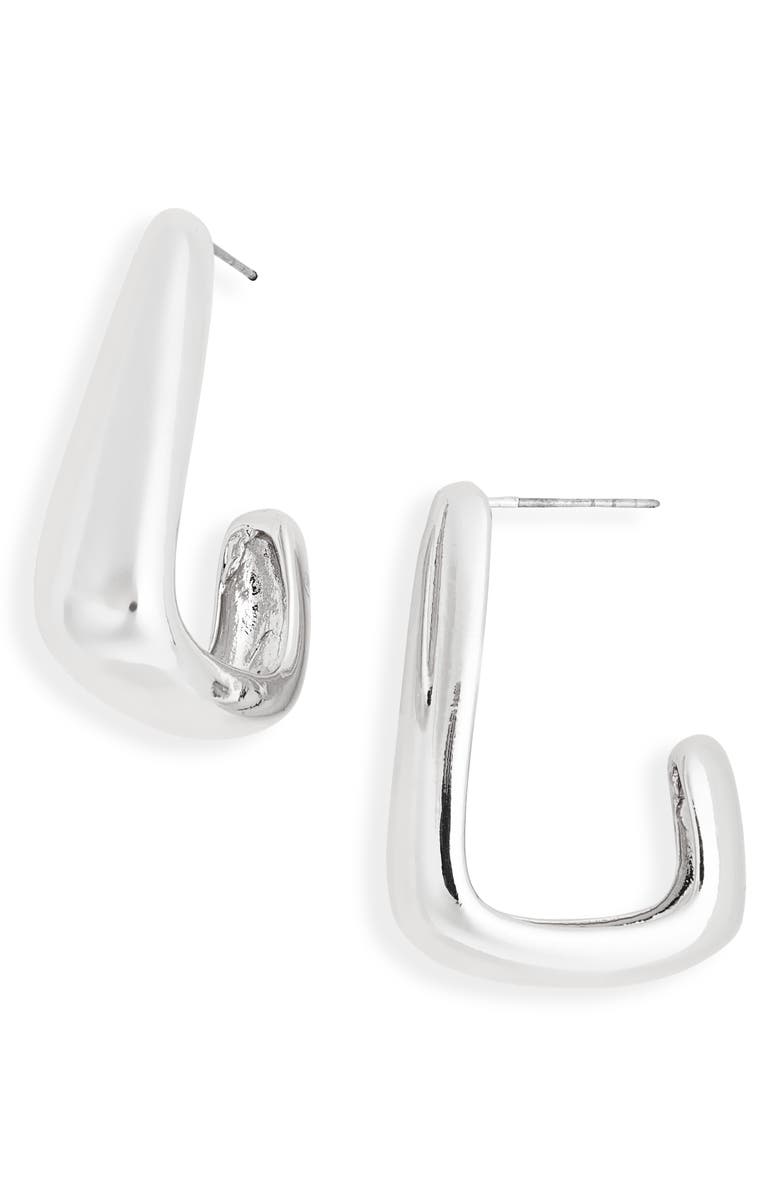 Leith Angular Hoop Earrings, Main, color, Silver