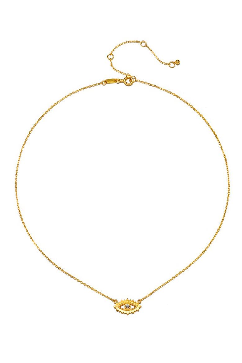 Ignite Intuition White Topaz Evil Eye Necklace, Alternate, color, Gold