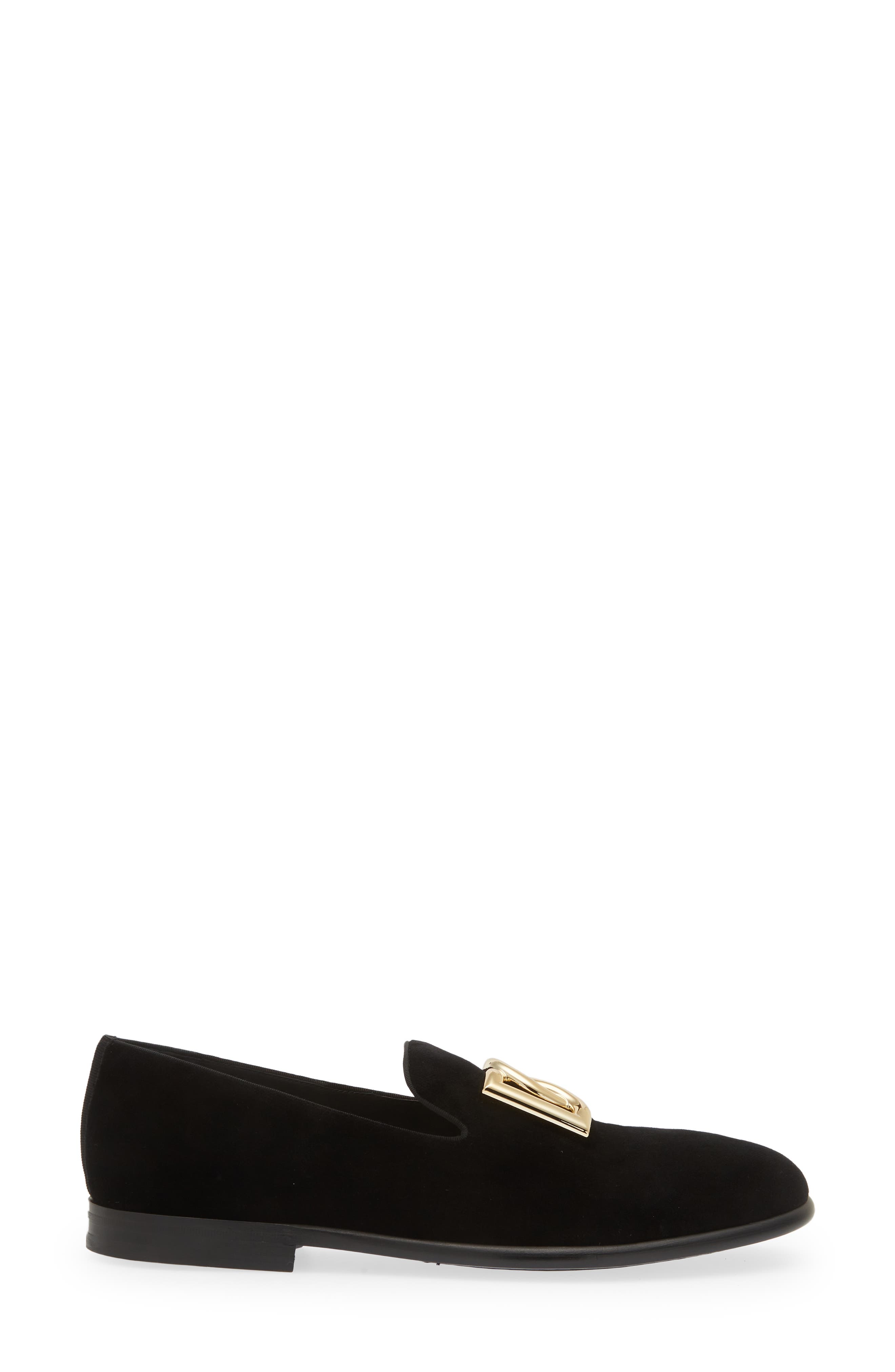 Dolce&Gabbana Leonardo Velvet Loafer, Alternate, color, 80999 Black
