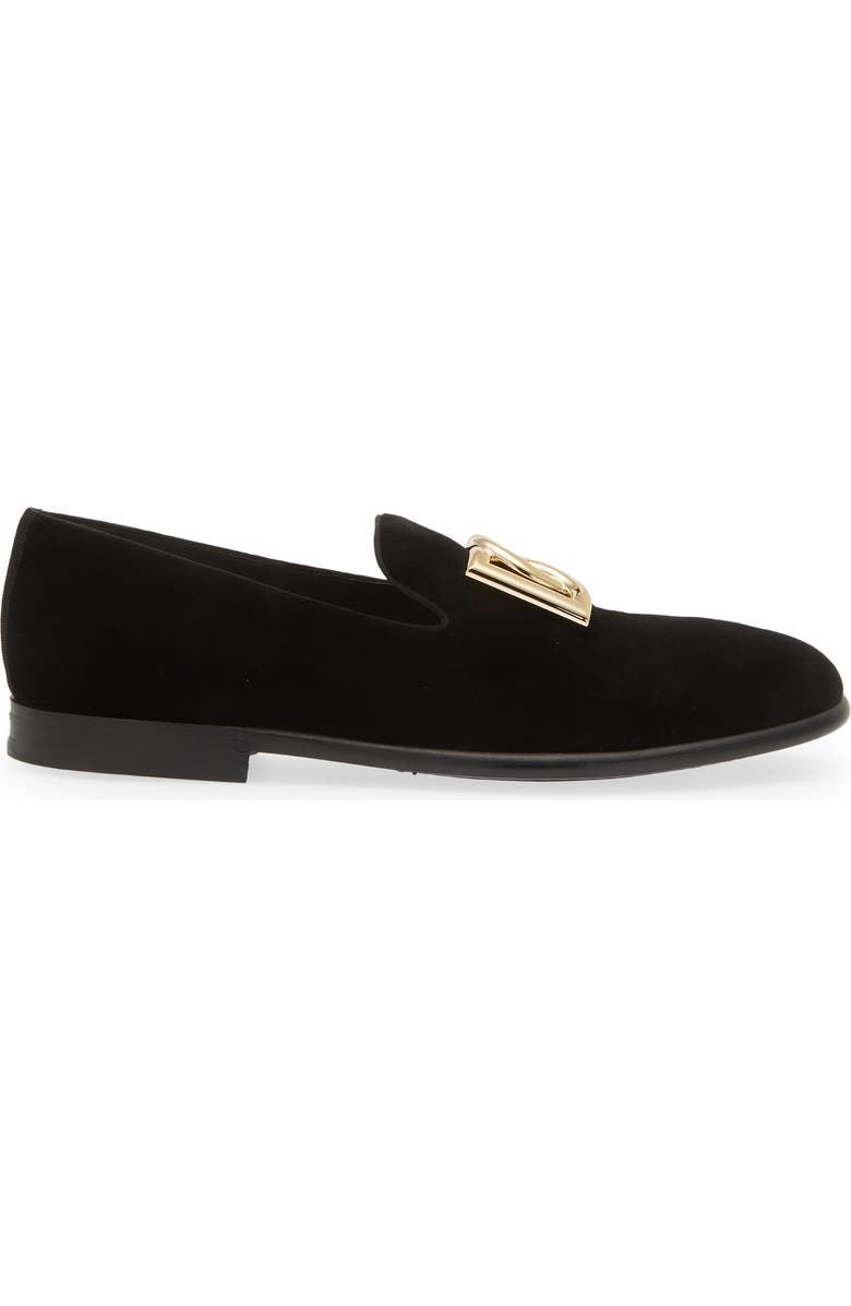 Dolce&Gabbana Leonardo Velvet Loafer, Alternate, color, 80999 Black