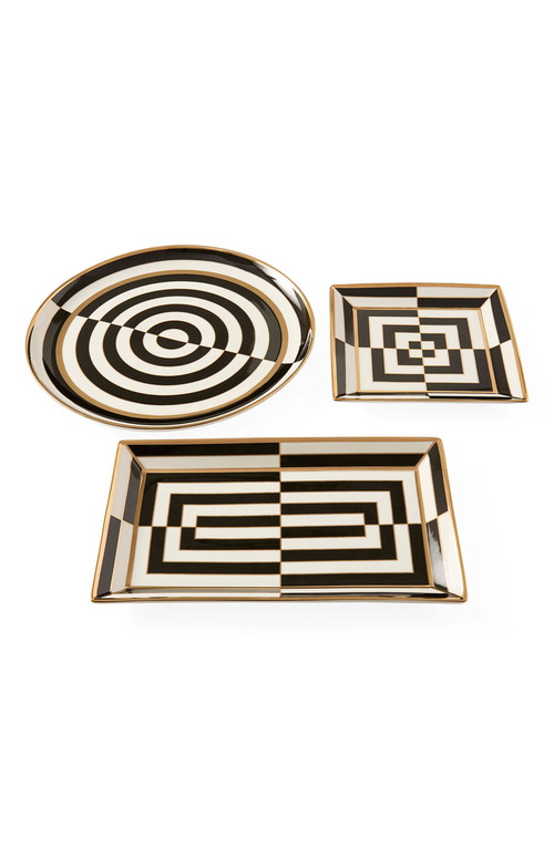 Jonathan Adler Op Art Round Serving Tray In Black/white/gold