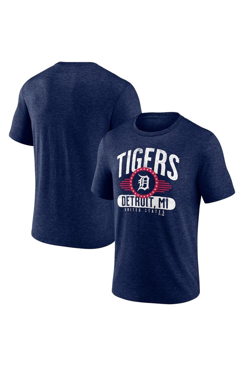 Men's Fanatics Branded Heathered Navy Detroit Tigers Badge of Honor Tri-Blend T-Shirt, Main, color, Heather Navy