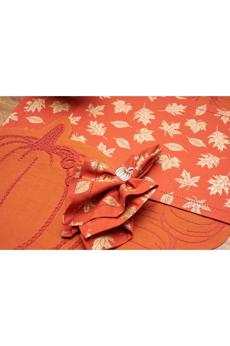 Lux Autumnal Leaf Fall Harvest Placemat Set of 6 14" x 20", Alternate, color, Gold