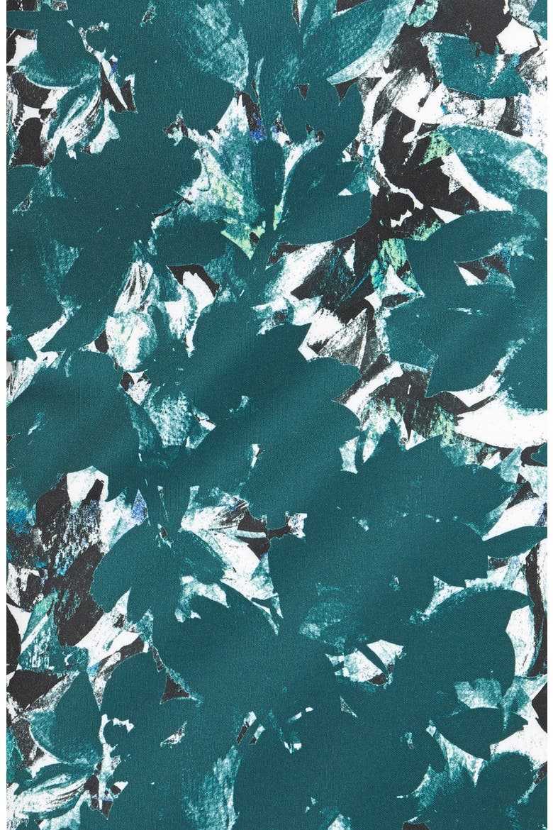 'Shadow Branch' Print Scuba Midi Dress, Alternate, color, SOFT WHITE/ FOREST GREEN