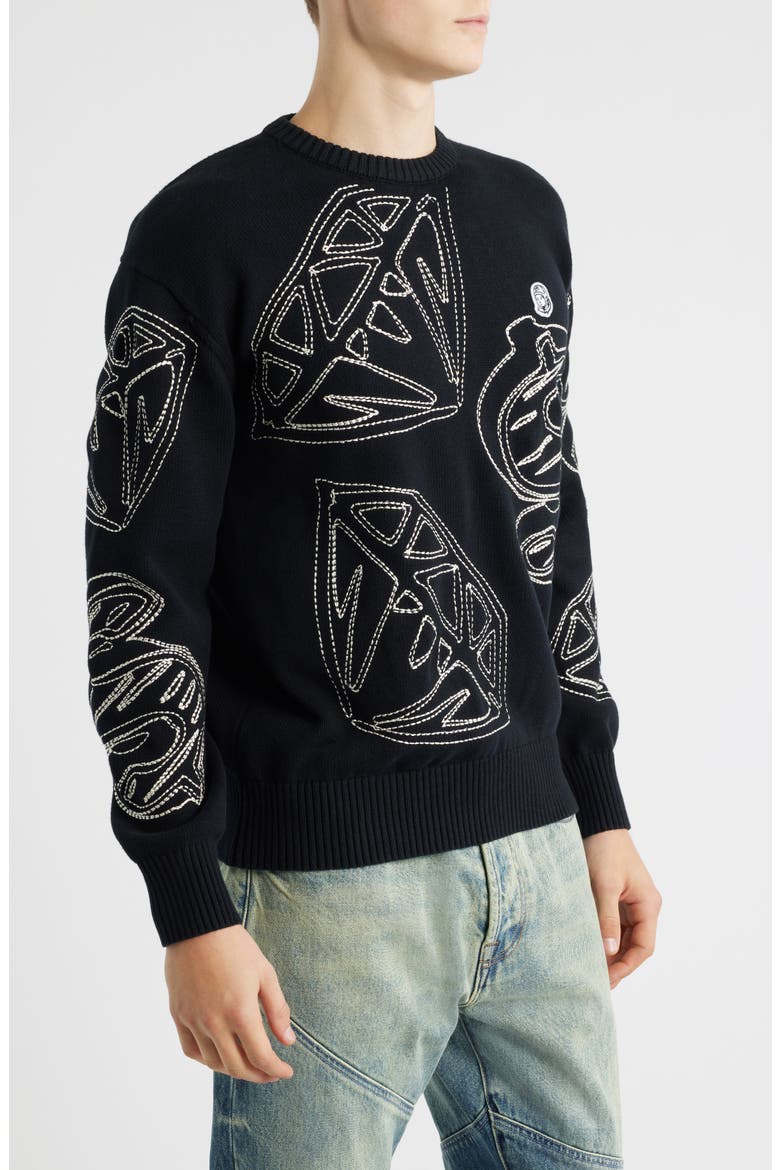 Diamond Dollar Crewneck Sweater, Alternate, color, BLACK
