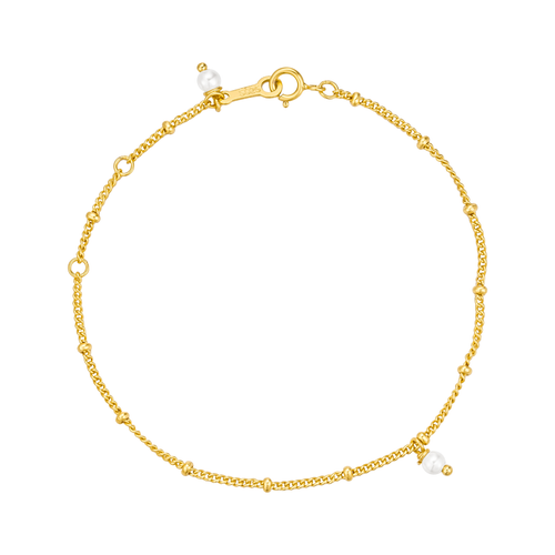 Untamed Petals Bijou Dainty Pearl Bracelet In Gold