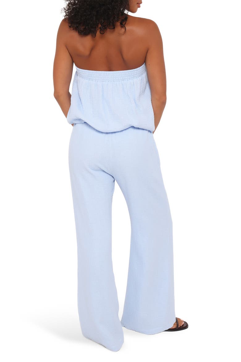 Olivia Cotton Strapless Top & Wide Leg Pants Set, Alternate, color, BABY BLUE