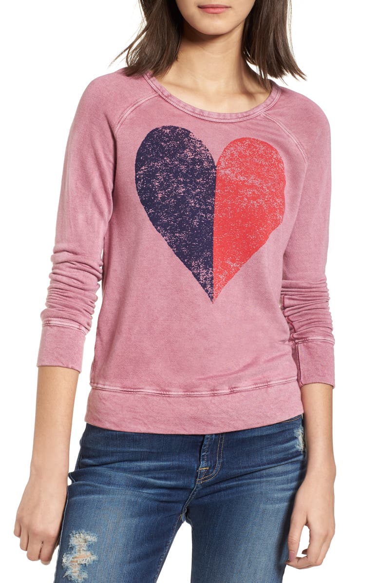 Sundry Split Heart Terry Sweatshirt, Main, color,