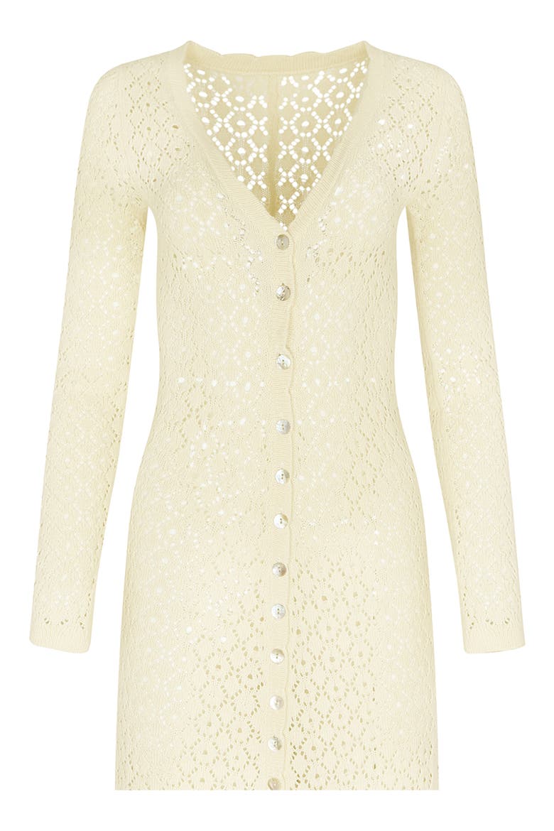 Alexandra Open Stitch Long Sleeve Cover-Up Minidress, Alternate, color, IVORY