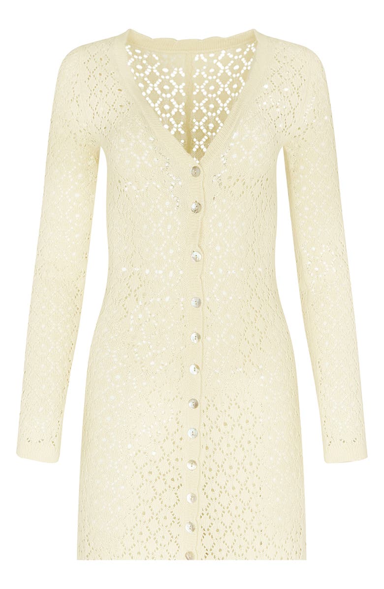 Capittana Alexandra Open Stitch Long Sleeve Cover-Up Minidress, Main, color, 