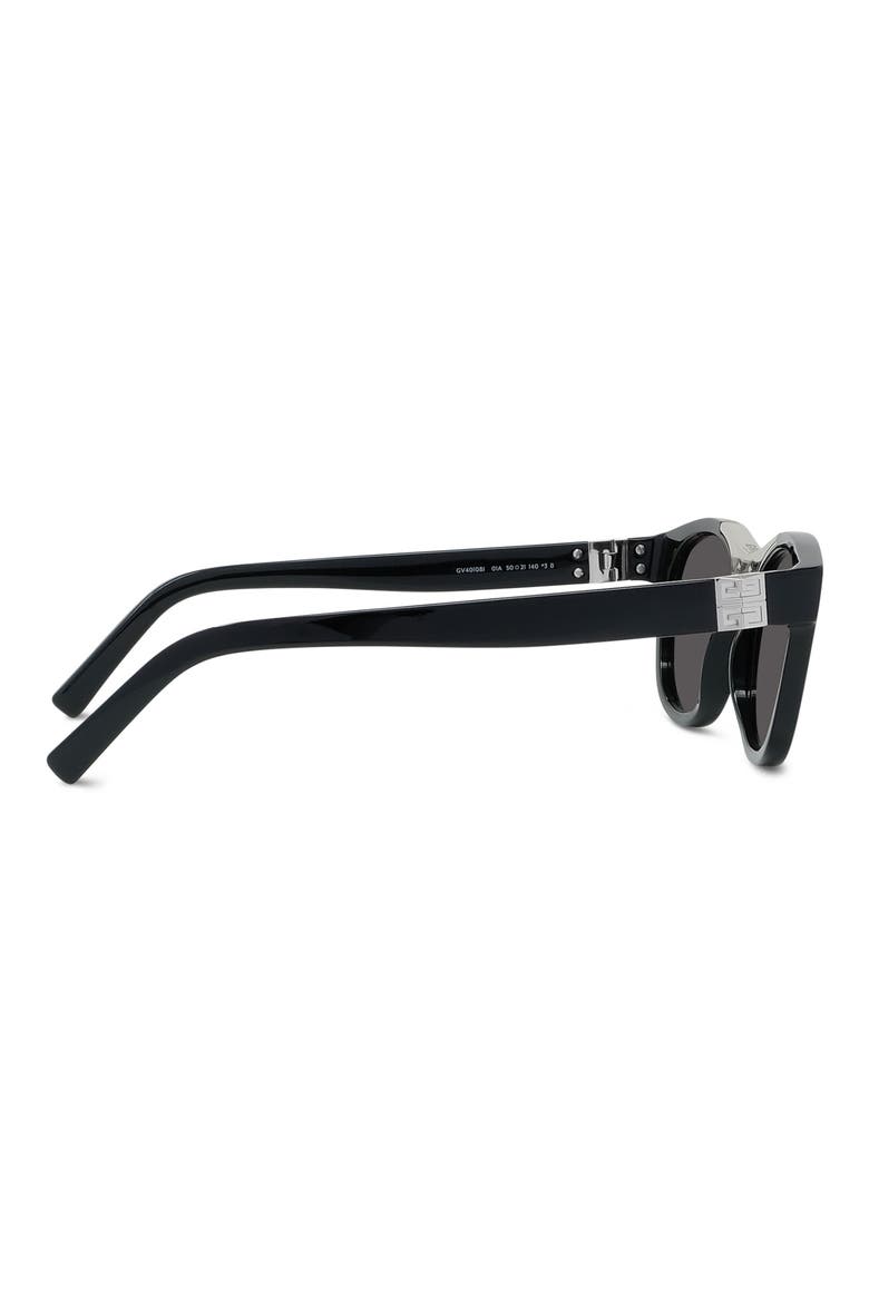 4G 50mm Geometric Sunglasses, Alternate, color, SHINY BLACK / SMOKE