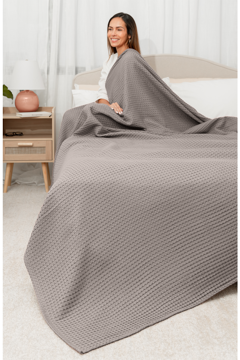 Adult Waffle Blanket, Alternate, color, Charcoal