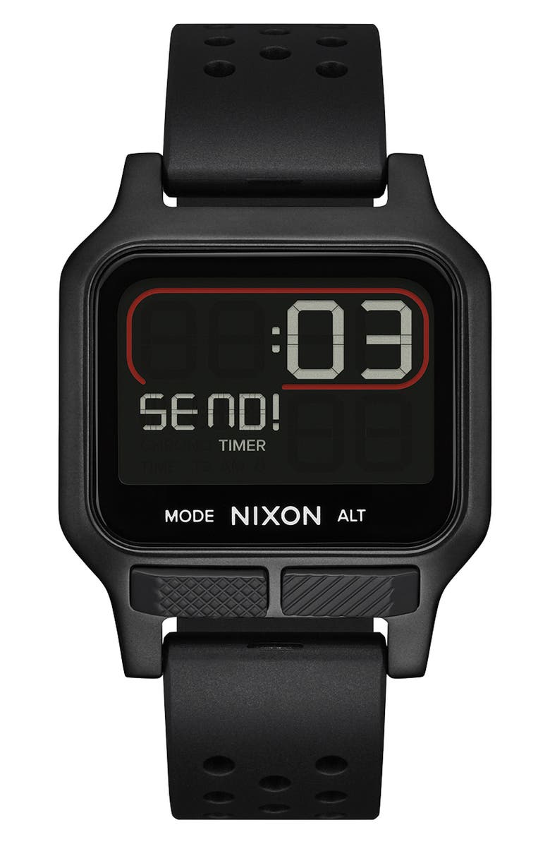 Nixon Heat Digital Rubber Strap Watch, Alternate, color, Black