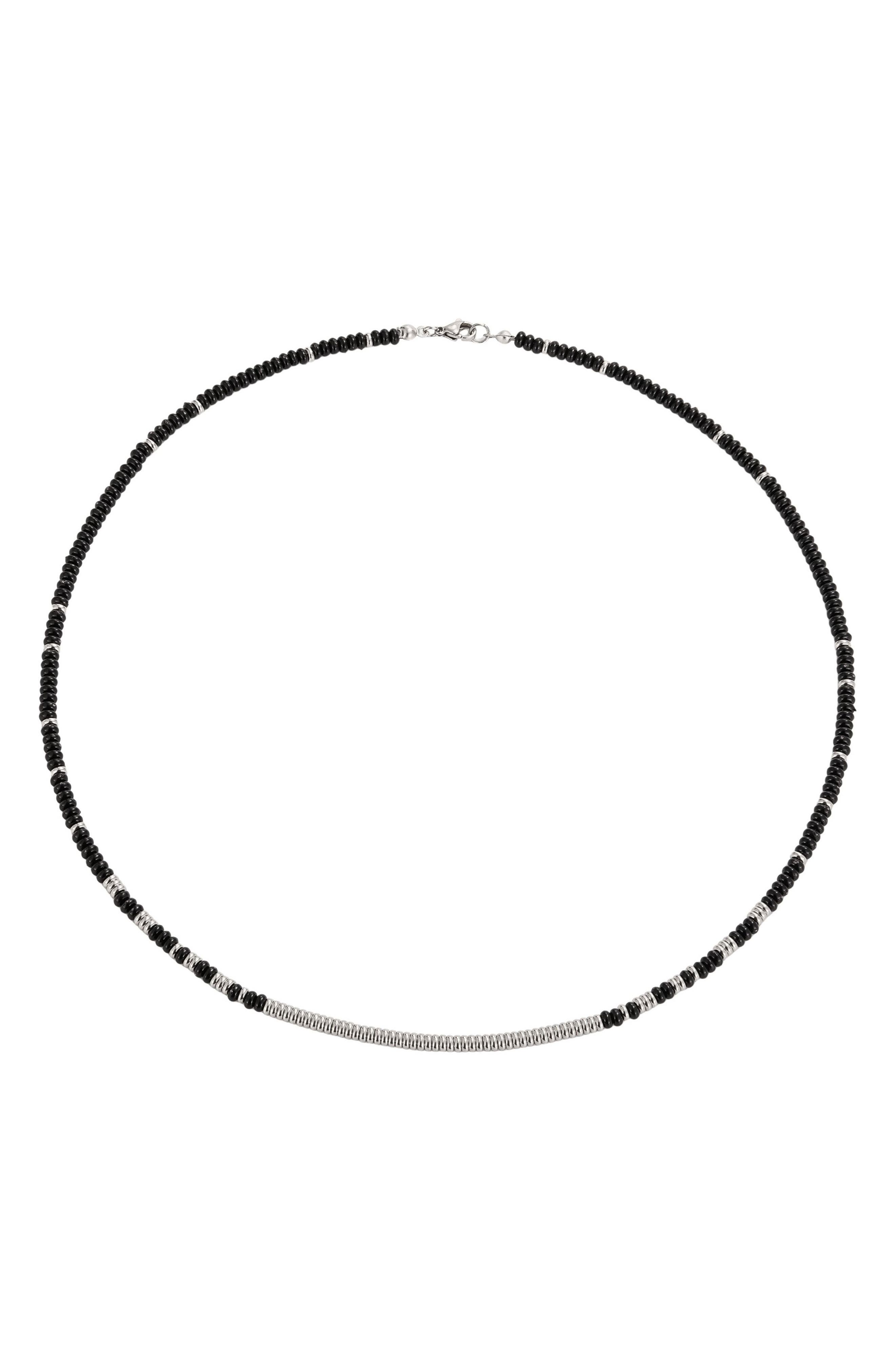 Men's Silver Plated Bead Necklace
