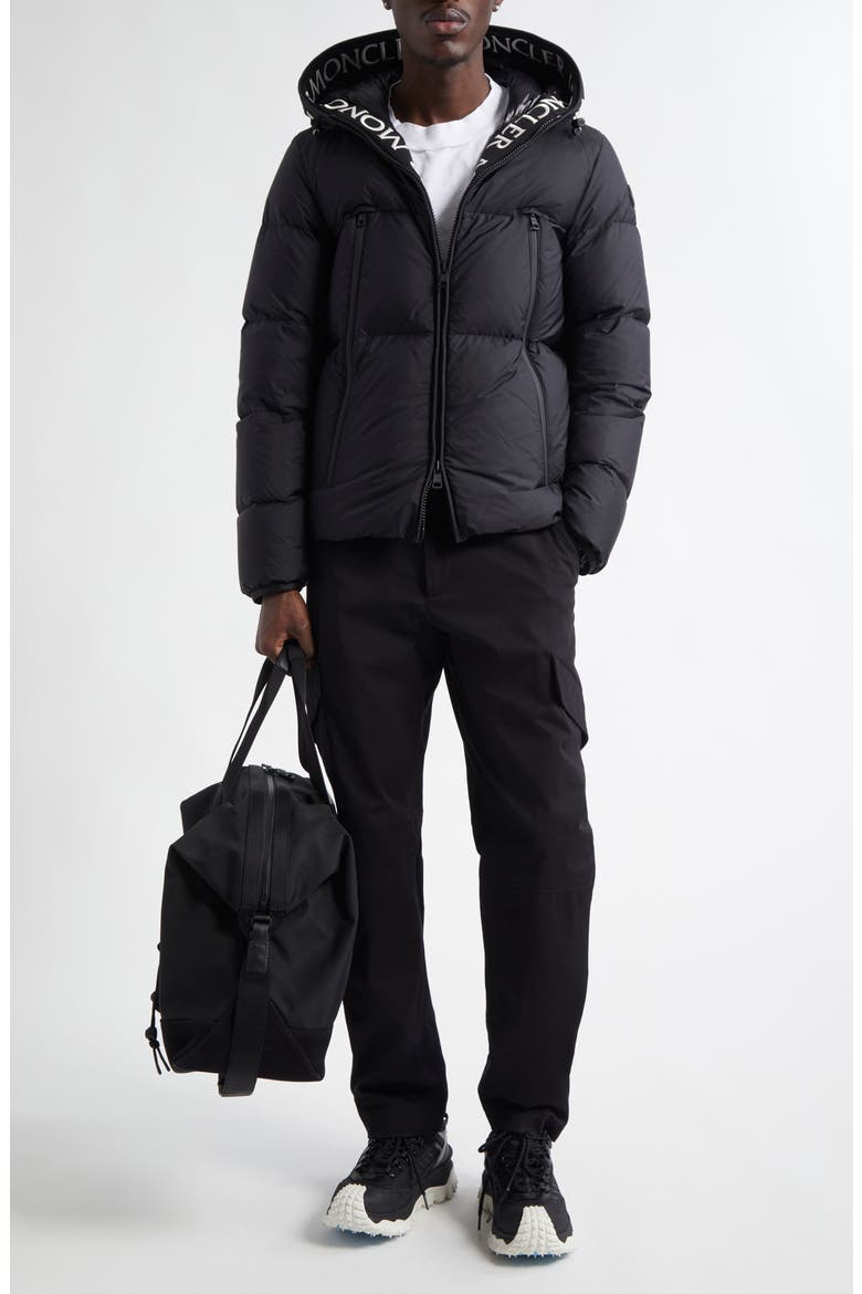 Montcla Water Repellent Short Hooded Down Jacket, Alternate, color, U99-DARK BLACK