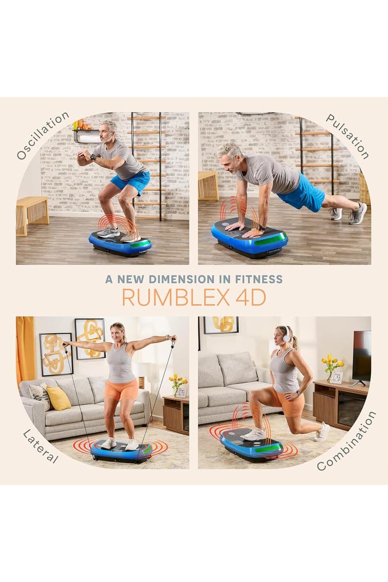 Rumblex 4D Vibration Plate Machine with Triple Motors for Fitness Weight Loss and Recovery, Alternate, color, Blue